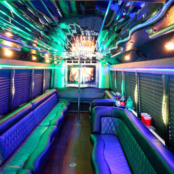 neon lights in party bus