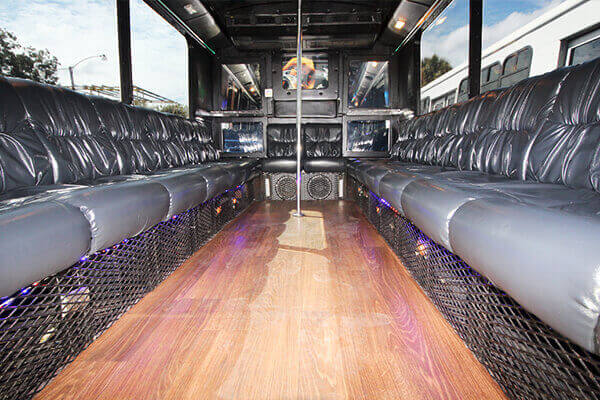 wood floors and leather seating