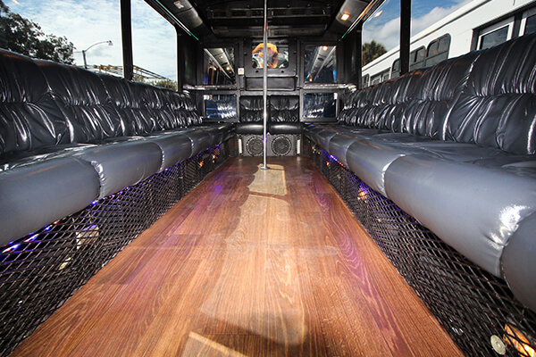 wood floors and leather seating